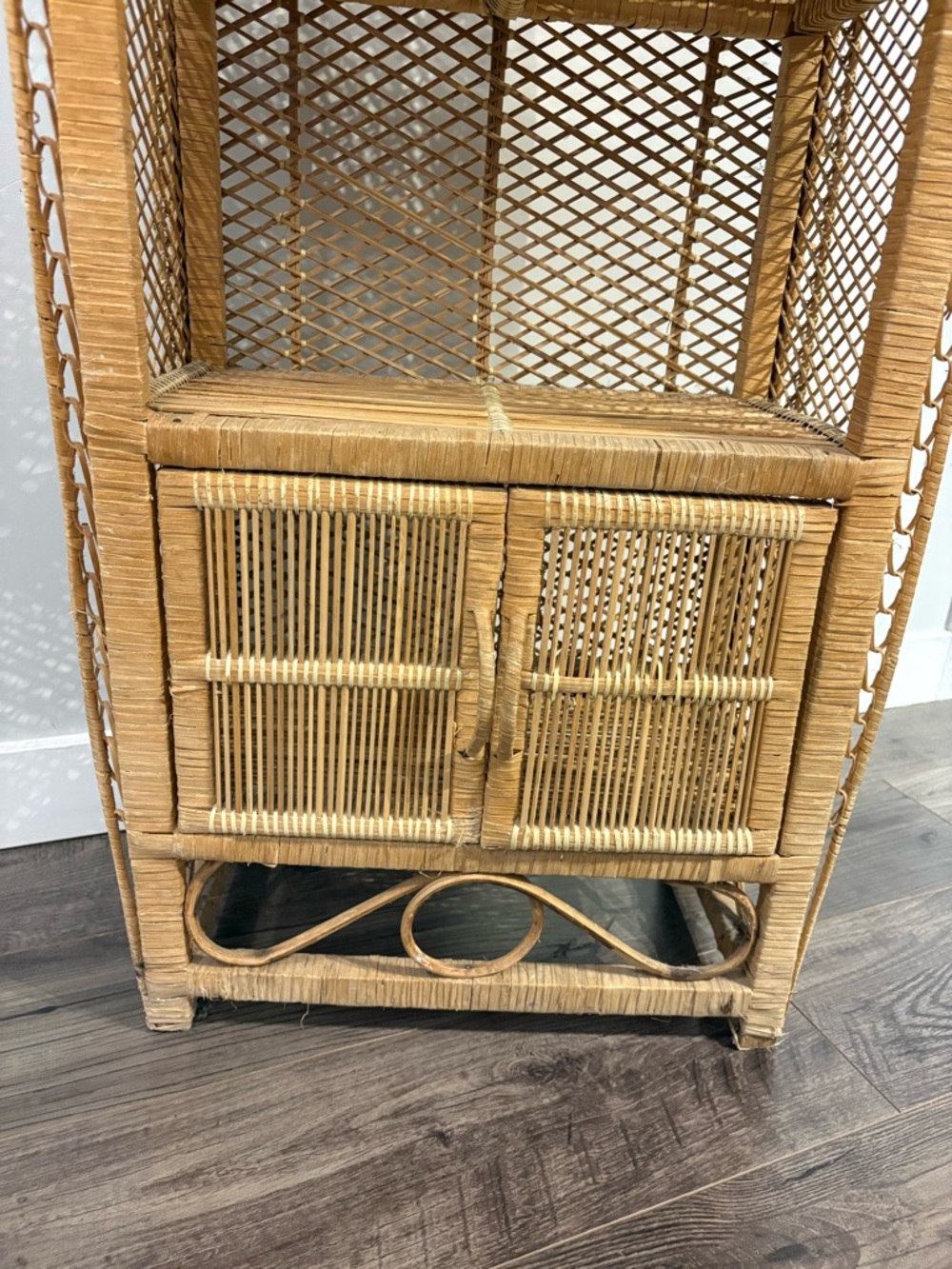 Vintage Rattan wicker shelf free standing floor shelf boho furniture - Picture 3 of 16